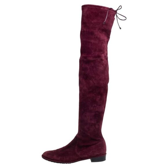 LIKE NEW Stuart Weitzman Lowland Bordeaux Over-the-Knee Boots - Women's 6.5 - Picture 1 of 7